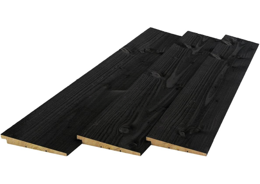 Potdekselplanken douglas 12-25x195x5000mm zichtzijde fijnbezaagd, rondom zwart gespoten