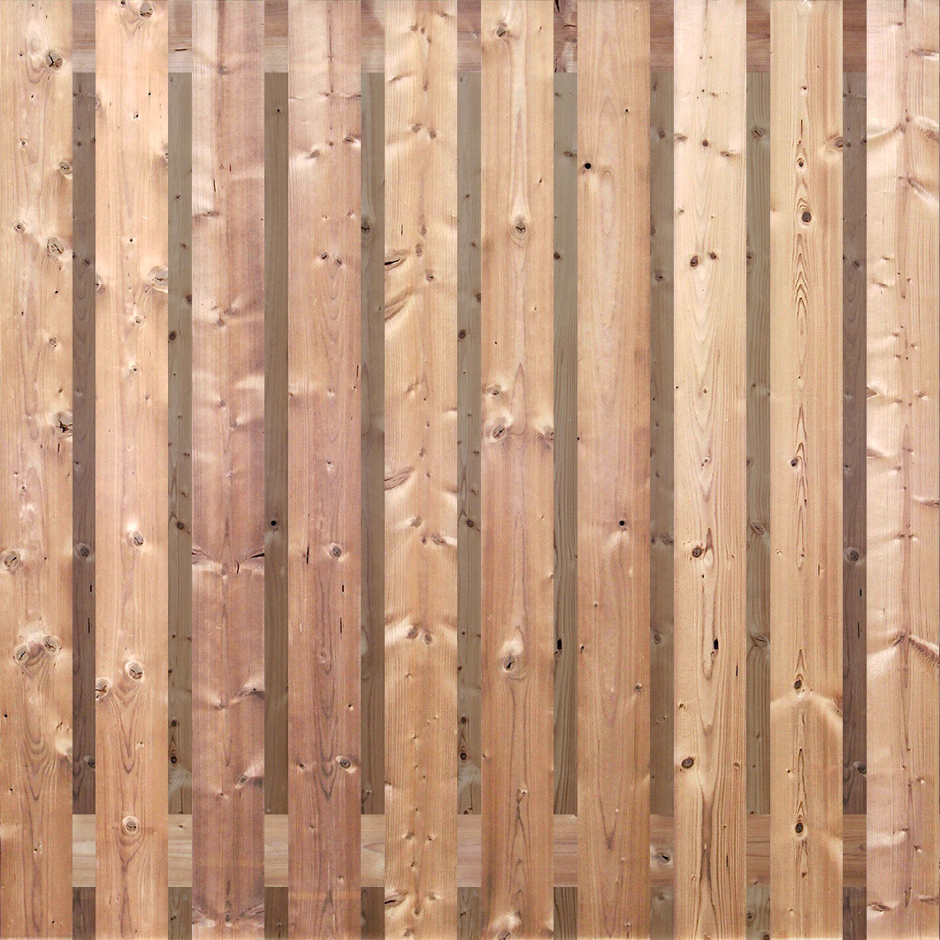 ThermoWood tuinscherm 23 planks (21+2) recht verticaal 180x180 cm